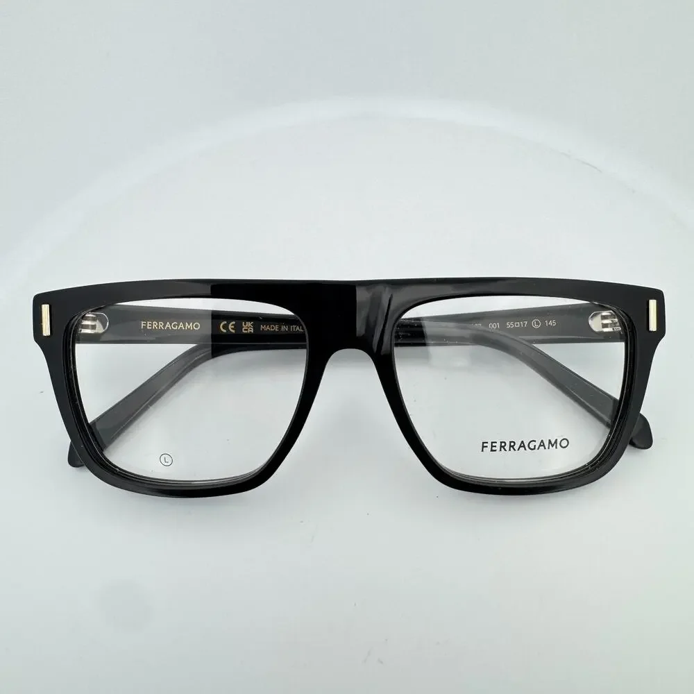 Salvatore Ferragamo Eyeglasses Frame SF2997 001 Black Rectangle 55-17-145 New